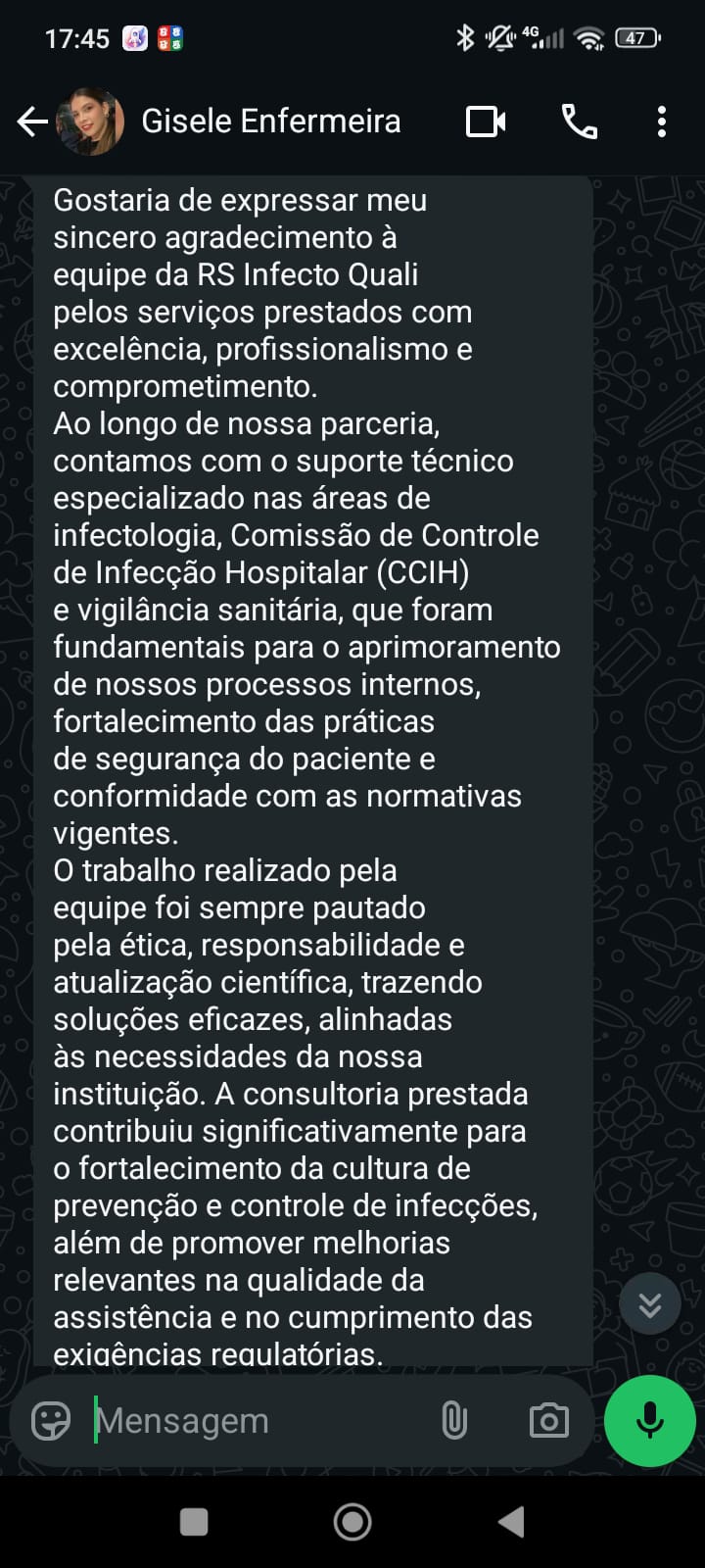 Depoimento Gisele Enfermeira